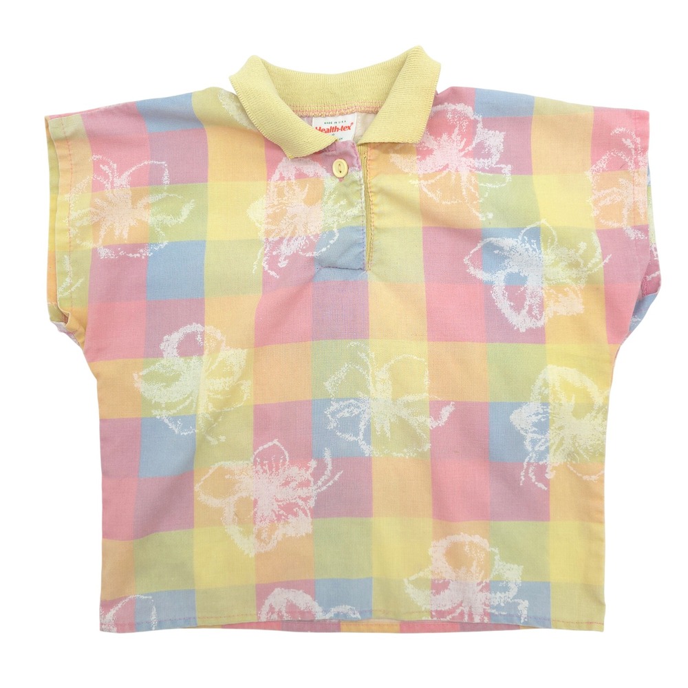 Health-tex Girls Pastel Hawaiian Polo Top Size 6 Made in the USA